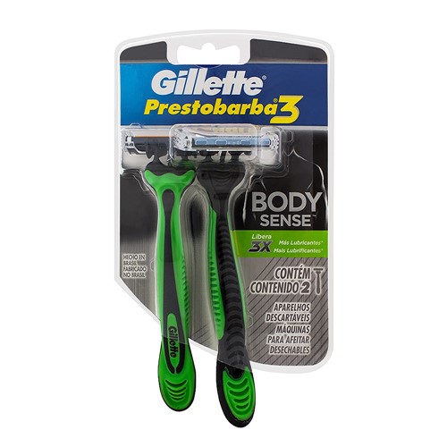 Aparelho de Barbear Gillette Prestobarba3 Body Sense Descartável com 2 Unidades