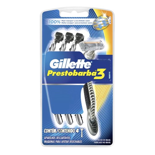 Aparelho de Barbear Gillette Prestobarba3 Descartável com 4 Unidades