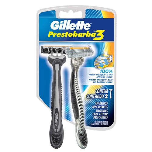 Aparelho de Barbear Gillette Prestobarba3 Descartável com 2 Unidades