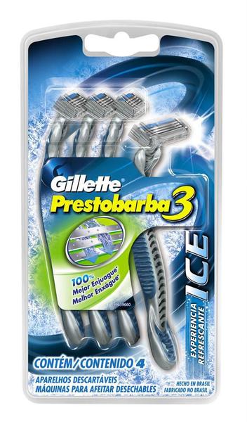 Aparelho de Barbear Gillette Prestobarba 3 Ice - 4 Unidades