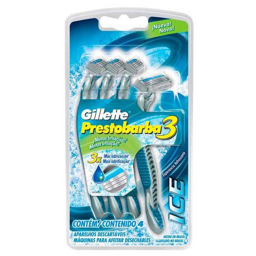 Aparelho de Barbear Gillette Prestobarba 3 Ice com 4 Unidades