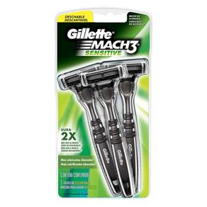 Aparelho de Barbear Gillette Sensitive Mach 3 Descartável C/3