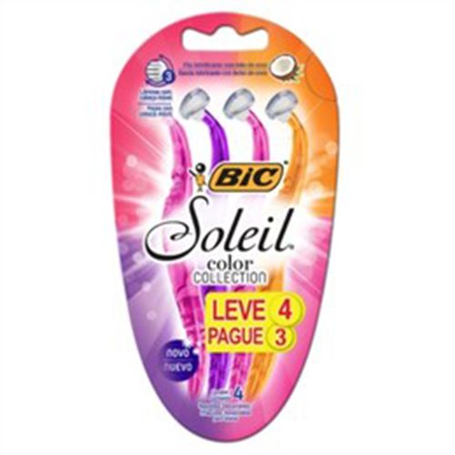Aparelho Depilatório Bic Soleil Color Collection Leve 4 Pague 3 Unidades AP DEPIL BIC SOLEIL 4UN/PG3-SM