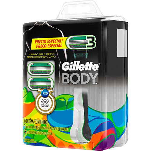 Aparelho para o Corpo Masculino Gillette Body com 3 Cargas - Edição Especial Jogos Rio 2016
