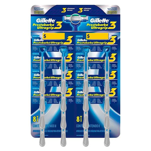 Aparelho Prestobarba Ultragrip 3 2 Embalagens com 8 Unidades - Gillette - Prestobarba 3