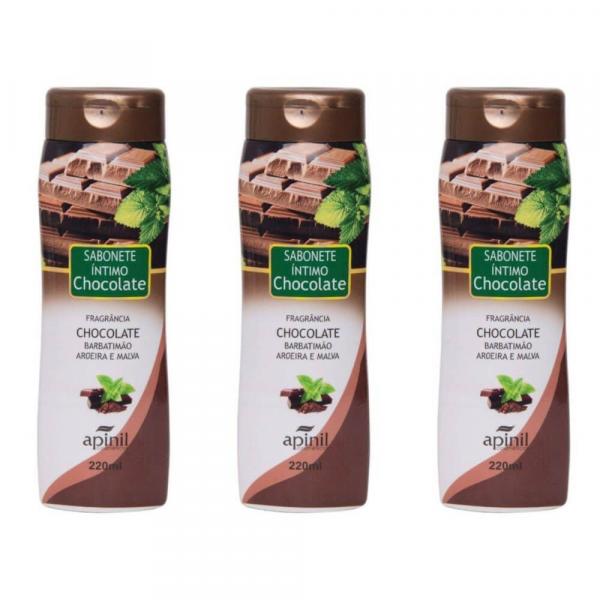Apinil Íntimo Sabonete Líquido Barbatimão Chocolate Menta 220ml (Kit C/03)