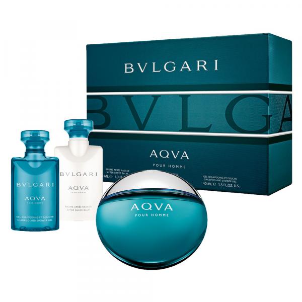 Aqva Pour Homme BVLGARI - Masculino - Eau de Toilette - Perfume + Gel de Banho + Pós Barba