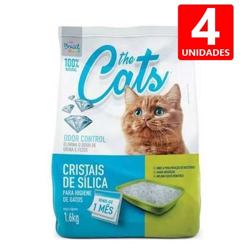 Areia Higiênica para Gatos Sílica Micro Cristais em Gel 1,6KG The Pets Brasil 4 Unidades