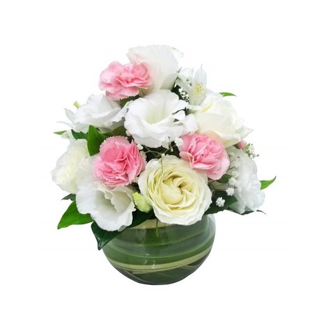 Arranjo Elegante - Lisiantus Brancos e Cor de Rosas