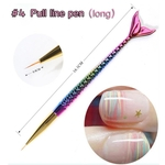 Art Pen Pintura Nail Ferramenta Cauda da sereia Acrílico UV Gel Linha desenho de escova de unhas