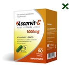 AscorVit C 1000mg Vitamina C Zinco 60 Cápsulas Loja Maxinutri