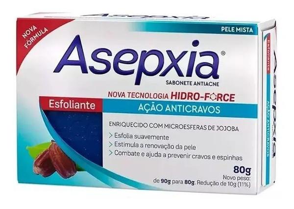Asepxia Sabonete Antiacne Esfoliante Ação Anticravos 80g