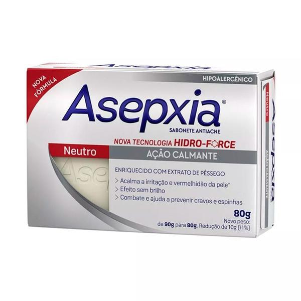Asepxia Sabonete Antiacne - Neutro - Ação Calmante - 80g