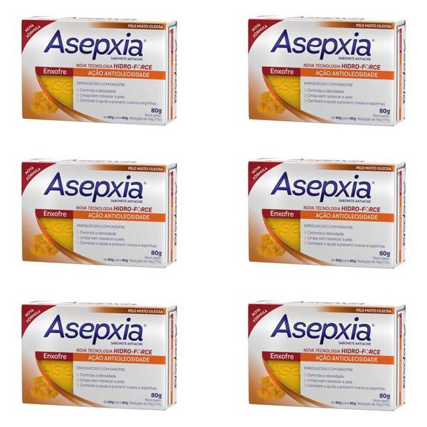Asépxia Sabonete Enxofre 80g (Kit C/06)