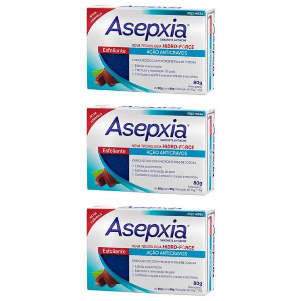Asépxia Sabonete Esfoliante 80g (Kit C/03)
