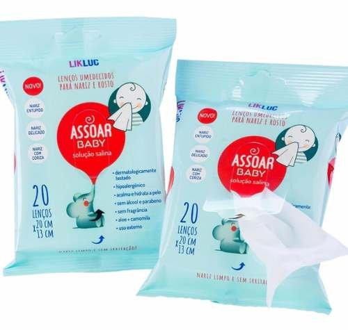 Assoar Baby - Lenços Umedecidos em Solução Salina para Nariz e Rosto -Kit com 2 Likluc