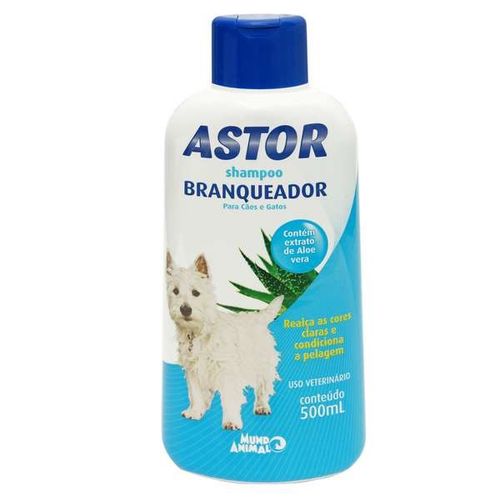 Astor Shampoo Branqueador Extrato Aloe Vera Cães Gatos 500ml