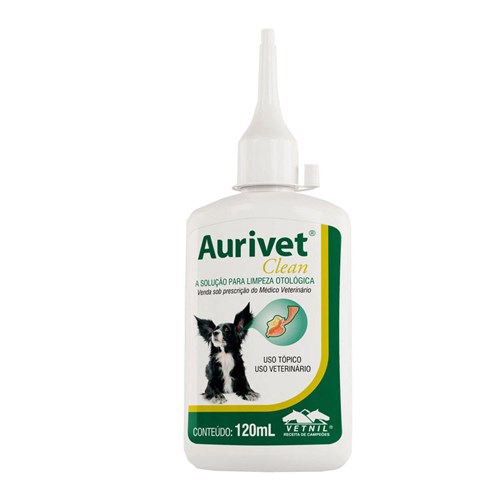 Aurivet Clean 120ml Vetnil Higiene das Orelhas Cães e Gatos