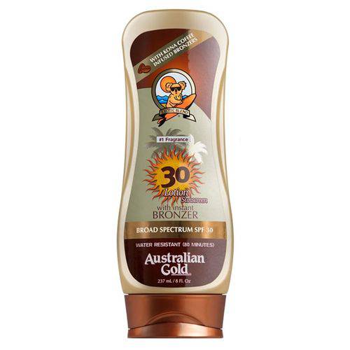 Australian Gold Lotion Sunscreen With Instant Bronzer With Kona Coffee Infused Bronzers Spf 30