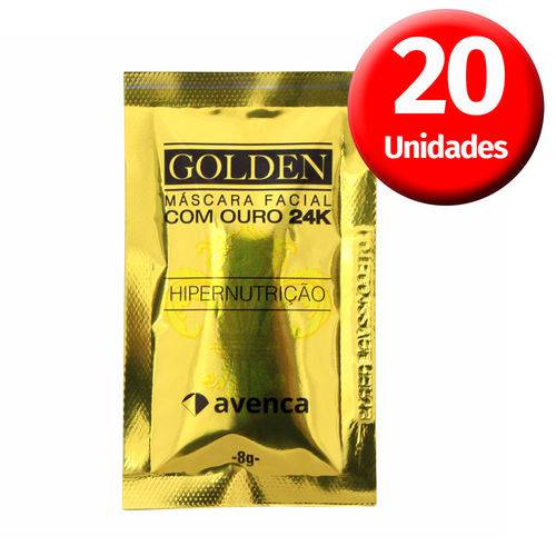 Avenca - Kit Máscara Facial Golden com Ouro 24k - 20 Unidades