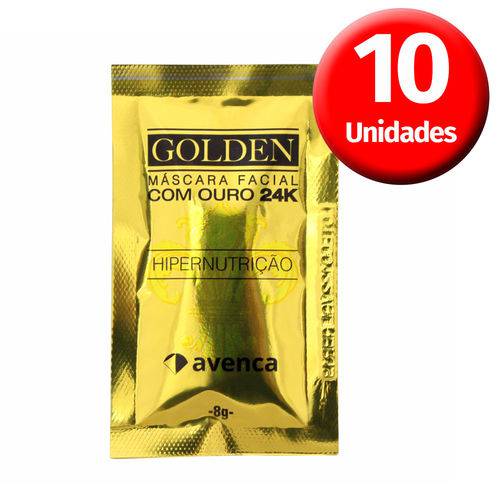 Avenca - Kit Máscara Facial Golden com Ouro 24k - 10 Unidades