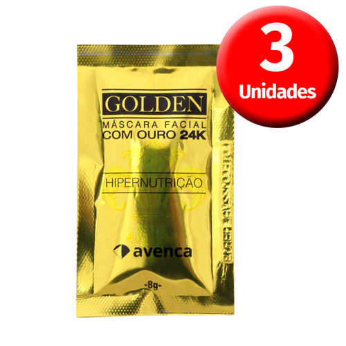 Avenca - Kit Máscara Facial Golden com Ouro 24k - 3 Unidades
