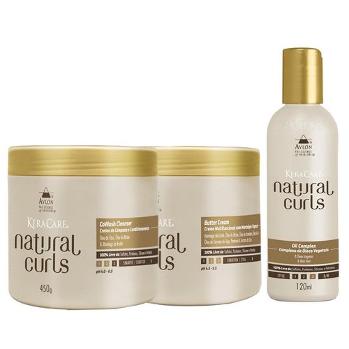 Avlon Keracare Natural Curls Cowash (450ml), Butter Cream (450ml) e Oil (120ml)
