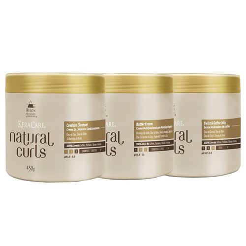 Avlon Keracare Natural Curls Cowash (450ml), Butter Cream (450ml) e Twist Jelly (450ml)
