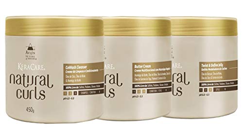 Avlon KeraCare Natural Curls CoWash (450ml), Butter Cream (450ml) e Twist Jelly (450ml)