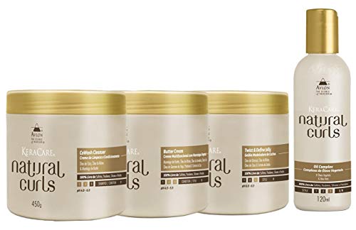 Avlon KeraCare Natural Curls CoWash (450ml), Butter Cream (450ml), Twist Jelly (450ml) e Oil (120ml)