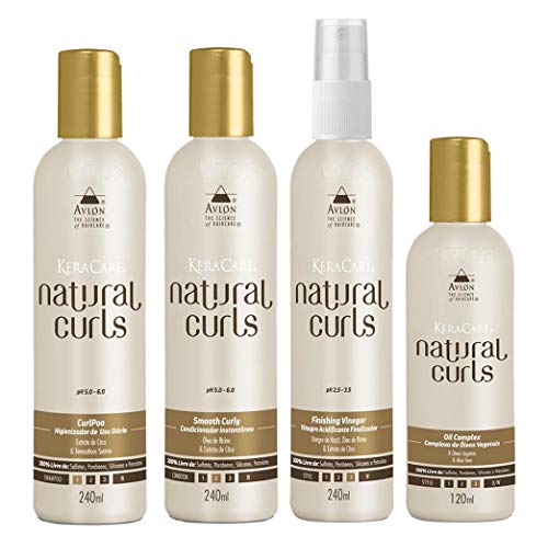 Avlon KeraCare Natural Curls CurlPoo (240ml), Smooth Curly (240ml), Vinegar (240ml) e Oil (120ml)