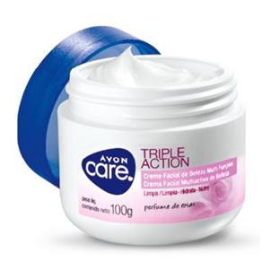 Avon Care Triple Action Creme Facial de Beleza Multi Funções Limpa Hidrata Nutre 100g