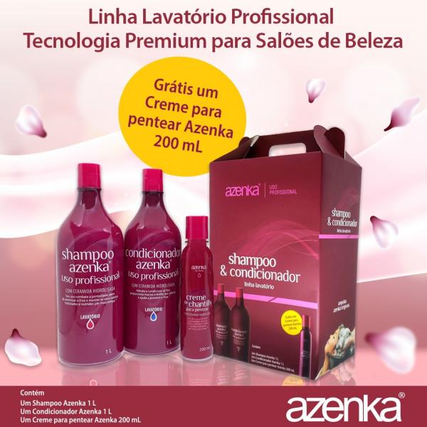 Azenka Kit Salão Chantily Completo Shampoo + Condicionador + Leave In