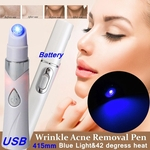 Luz azul Acne Laser Caneta Remoção de Rugas Massageador Facial Beleza Dispositivo 415nm USB Terapia Recarregável