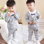 Baby Boy Bow-tie Gentleman duas peças terno Crianças Manga comprida terno de calças