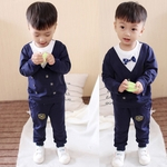 Baby Boy Bow-tie Gentleman duas peças terno Crianças Manga comprida terno de calças