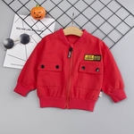 Baby Boy Jacket infantil Outono 1-3 Baseball Uniforme de mangas compridas Brasão Zip Up Jacket Top