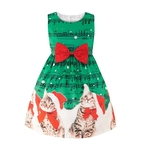 Baby Girl Natal Vestido de Verão Cute Cat bowknot Music Note Crew Neck Vestido de impressão