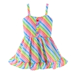 Baby Girl vestido Sling Ombro bonito com moda listras onda pattern ponto