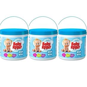 Baby Roger Balde Azul Lenços Umedecidos com 450 - Kit com 03