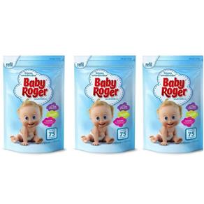 Baby Roger Refil Lenços Umedecidos com 75 - Kit com 03