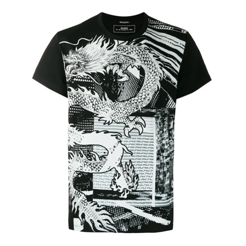 Balmain Camiseta com Estampa de Dragão - Preto