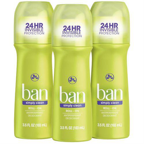 Ban Desodorante Roll-on SIMPLY CLEAN - 103ML - 3 Unidades