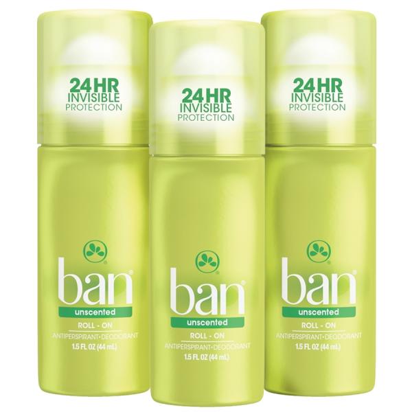 Ban Desodorante Roll-on UNSCENTED 44ML - 3 Unidades