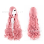 Color Cartoon Fake Hair 80cm Long Curly Hair Pink Female Hair Spot Wholesale European and American Hot Wig Wholesale