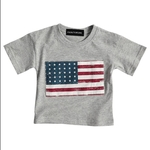 Bandeira americana Baby Kids Toddlers Imprimir T-shirt de algodão de manga curta T & amp; Tops