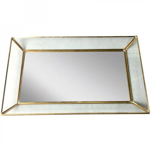 Bandeja Metal Espelho Rectangle Glass Edges 3,5cmx21cmx35,5cm Urban Dourado