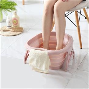 Banheira Massageador para Pés Pedicure Portátil Bacia Dobravel Spa Relaxamento Massagem Banho Rosa