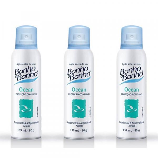 Banho a Banho Ocean Desodorante Aerosol 80g (Kit C/03)