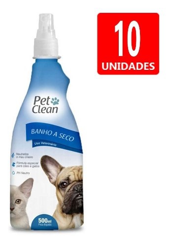 Banho a Seco Pet Clean Liquido para Cães e Gatos 500ml 10un